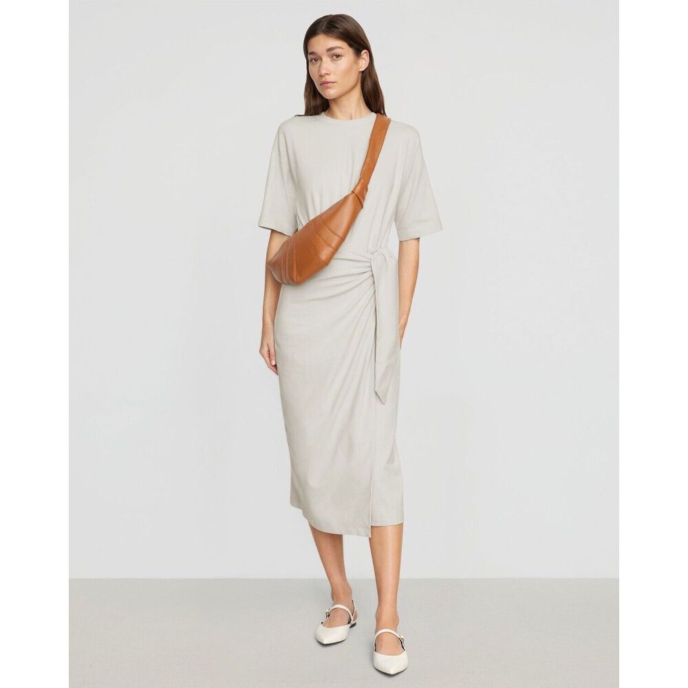 Modern Citizen Noa Organic Cotton T-Shirt Wrap DressIn Almond Women's Size Large